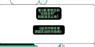 第3节：【核武药剂】爱恨交织的&ldquo;石硫合剂&rdquo;，到底该怎么用？，课程：《经济作物冬季清园&middot;实战防坑指南》#识农AI