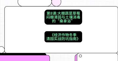 第8节：【大棚蔬菜草莓】闷棚清园与土壤消毒的&ldquo;桑拿浴&rdquo;，课程：《经济作物冬季清园&middot;实战防坑指南》#识农AI